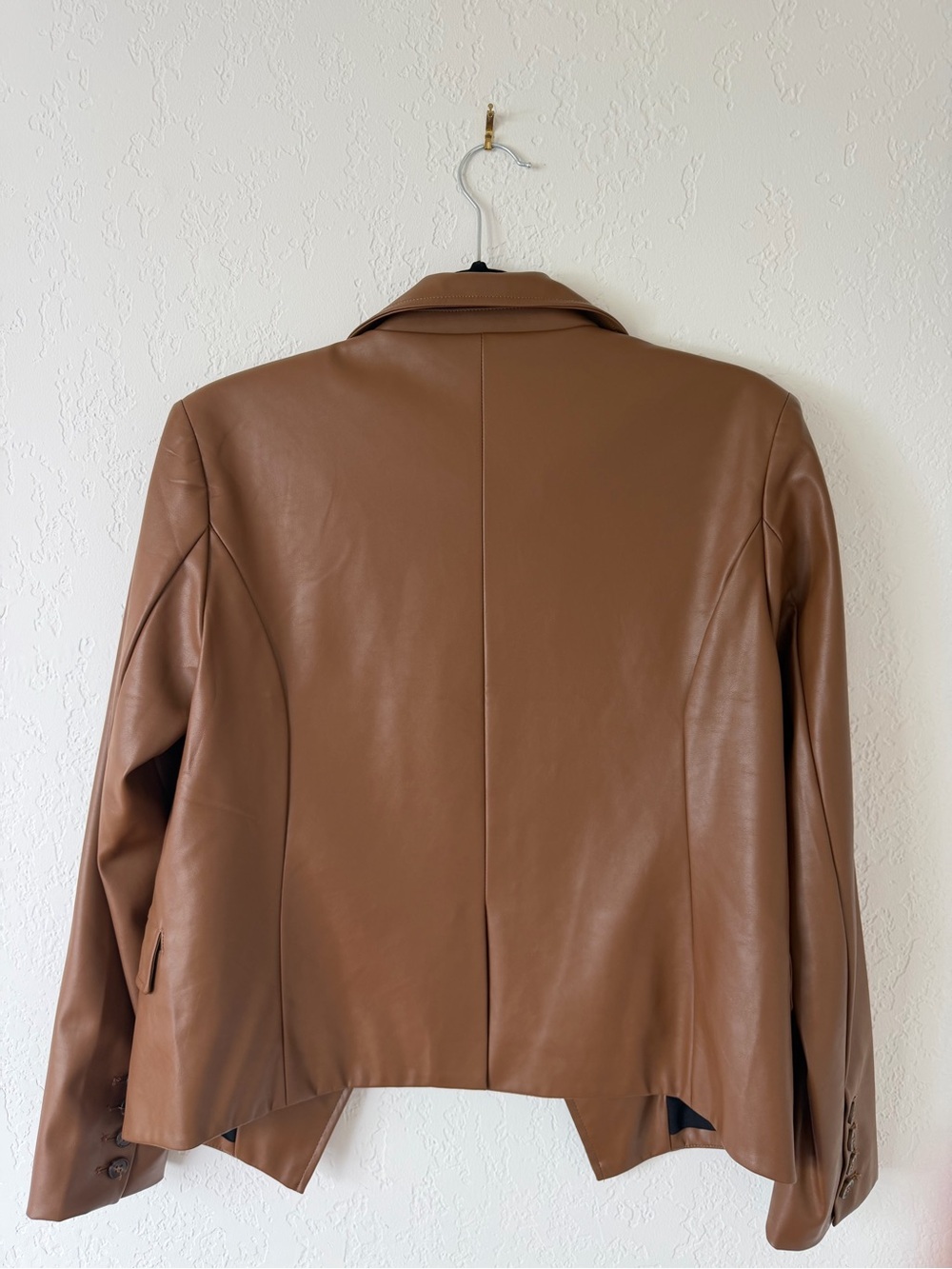 Evereve Double-Breasted Faux Leather Blazer - Camel Brown - Picture 2 of 4